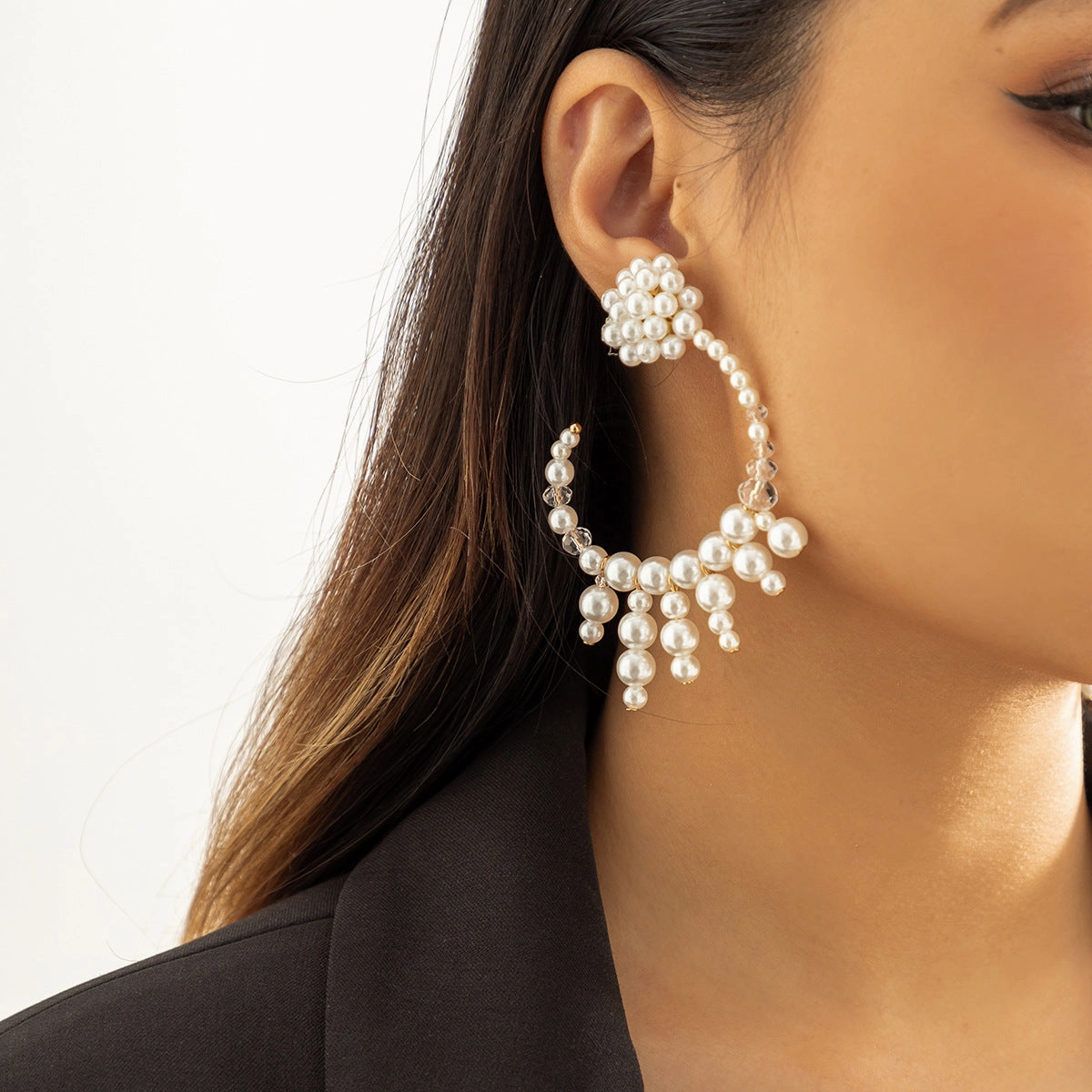 Wholesale Baroque Champagne Imitation Pearl Earrings
