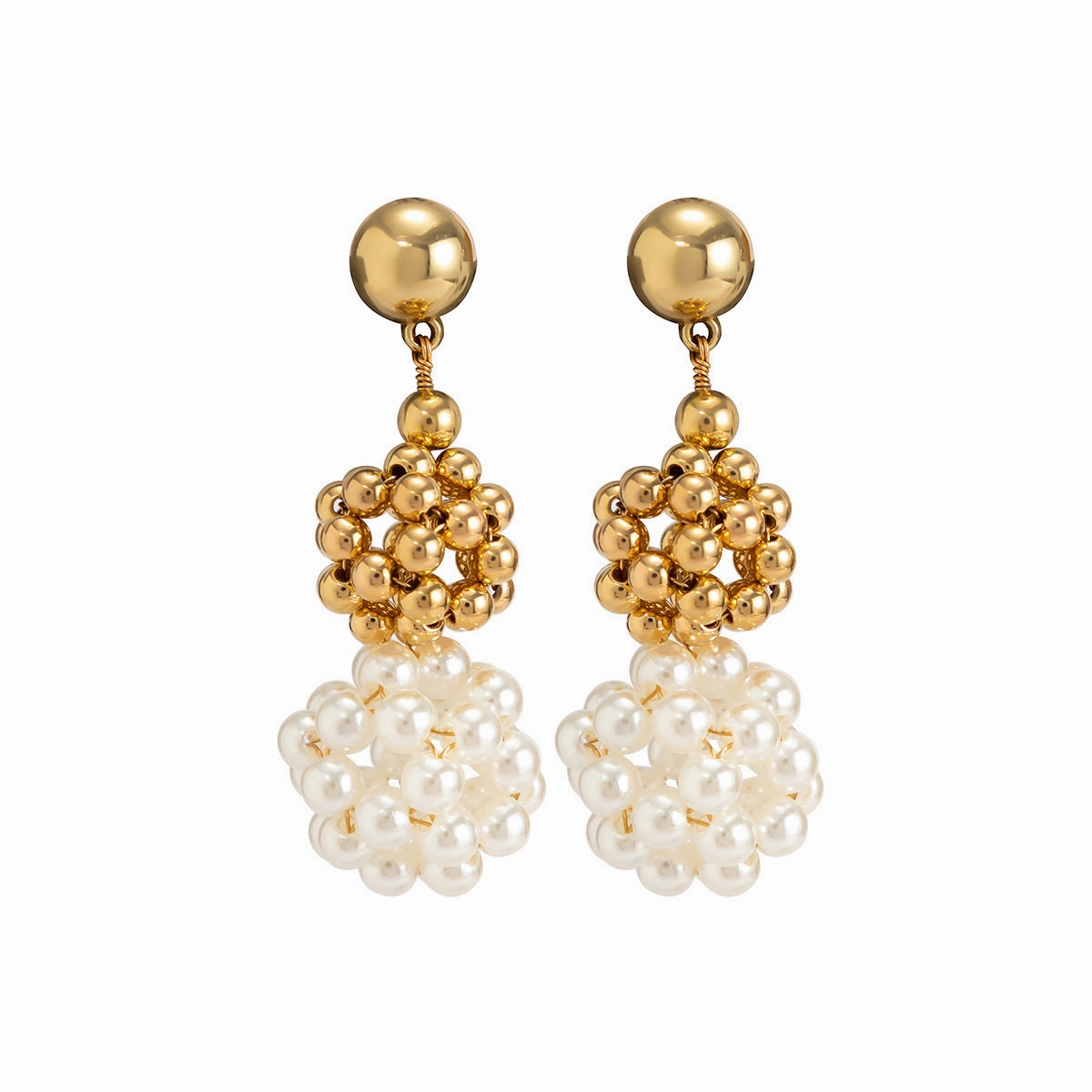 Wholesale Baroque Champagne Imitation Pearl Earrings