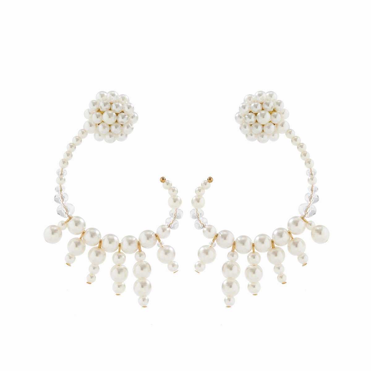 Wholesale Baroque Champagne Imitation Pearl Earrings