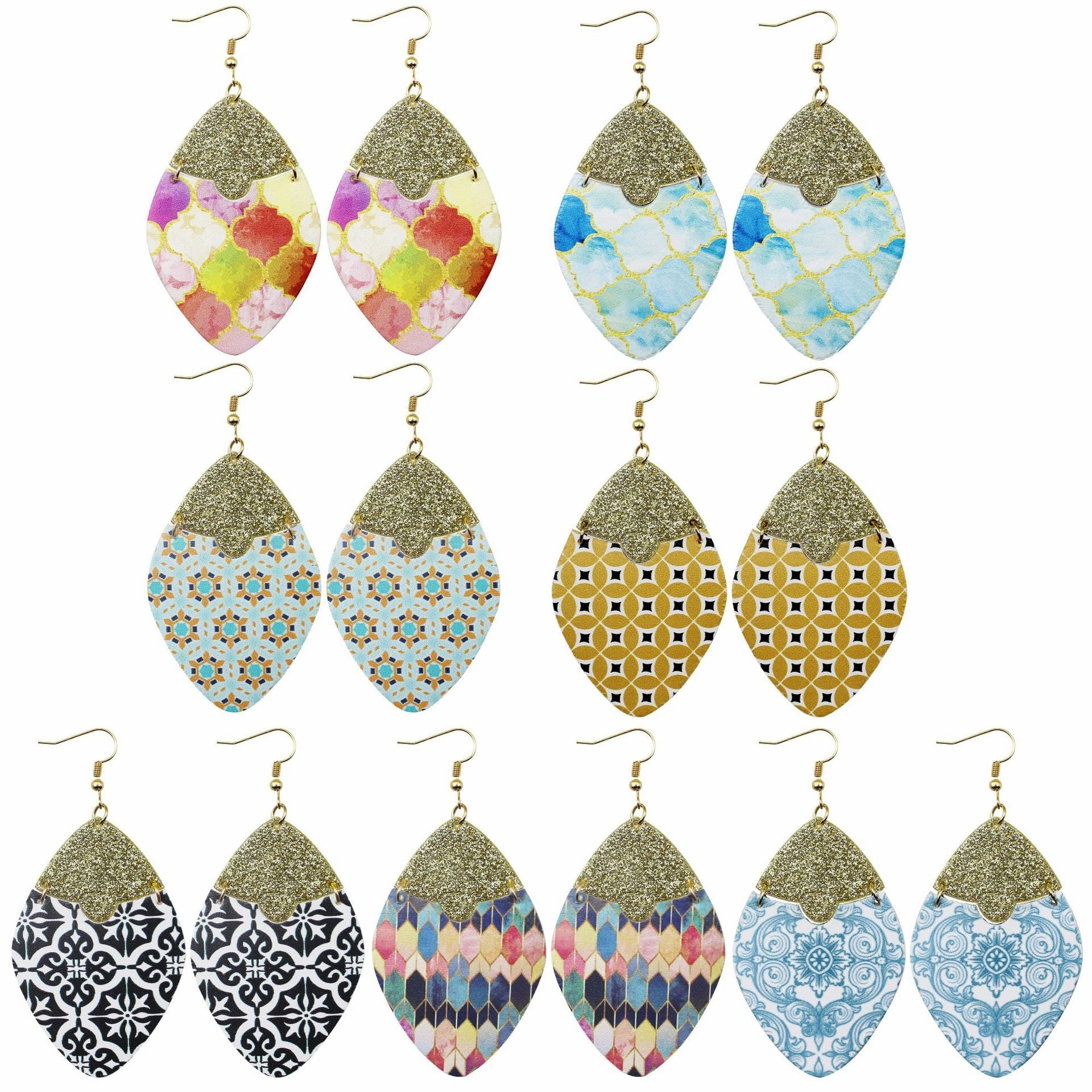 Wholesale Baroque Floral Totem Leather Earrings