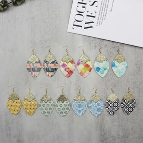 Wholesale Baroque Floral Totem Leather Earrings
