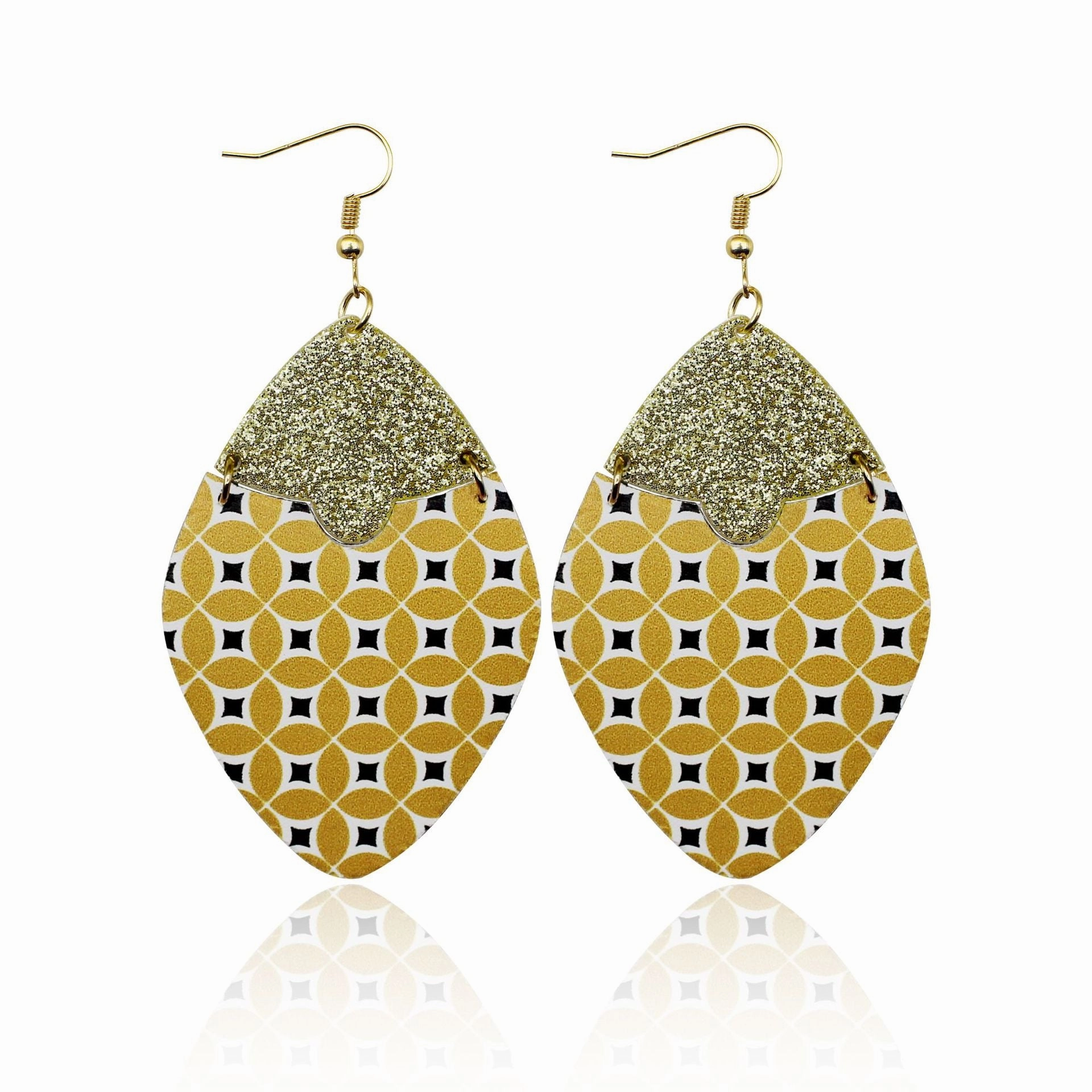 Wholesale Baroque Floral Totem Leather Earrings