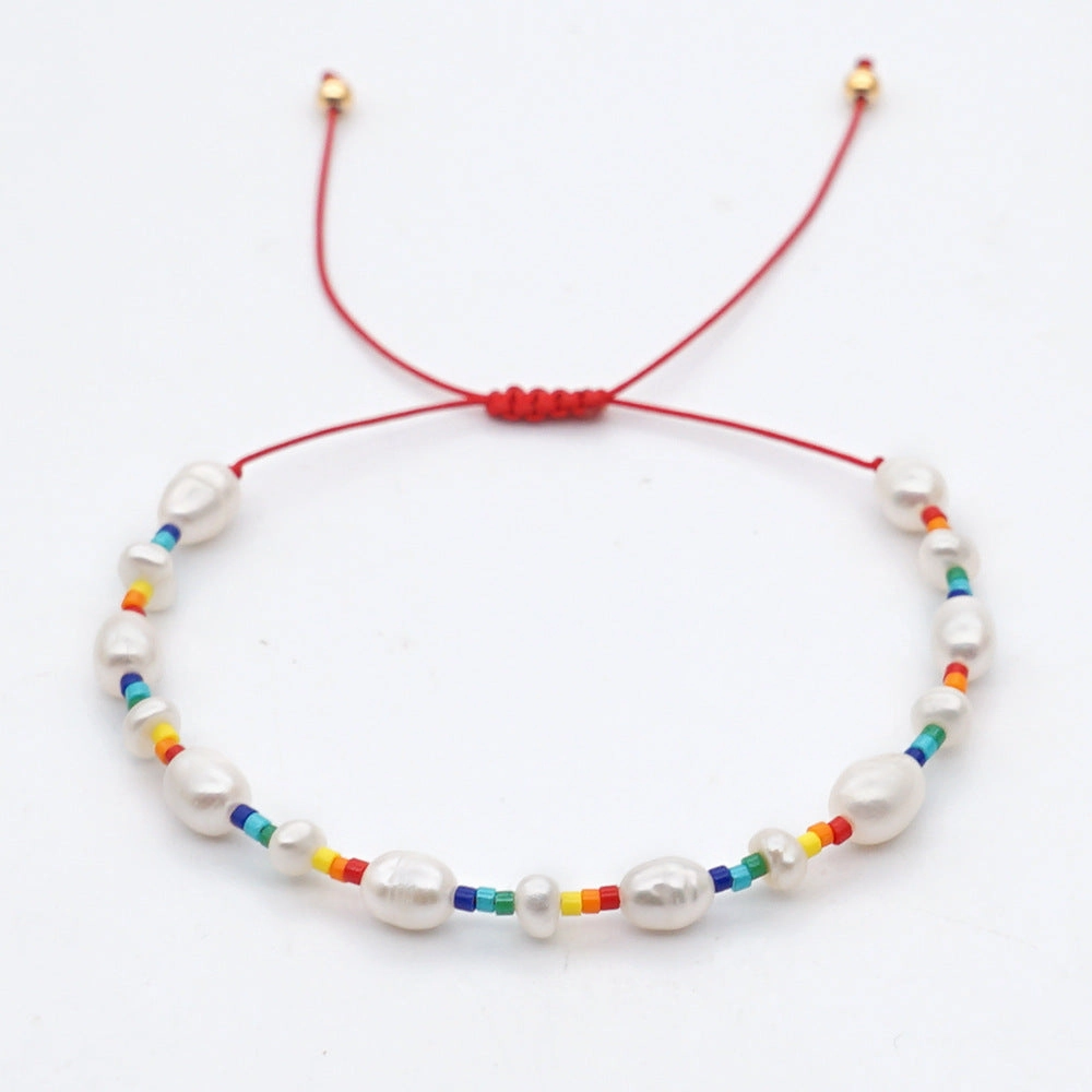 Wholesale Baroque Natural Freshwater Pearl Glass Bracelet
