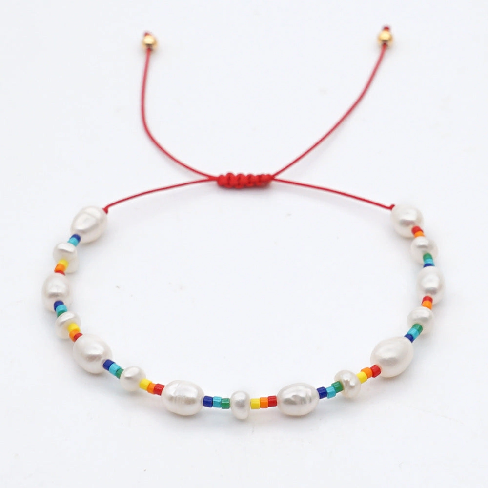 Wholesale Baroque Natural Freshwater Pearl Glass Bracelet