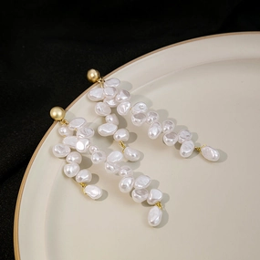 Wholesale Baroque Pearl Long Tassel Earrings