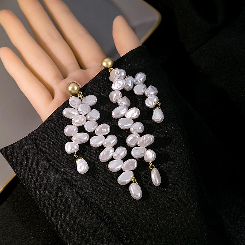 Wholesale Baroque Pearl Long Tassel Earrings