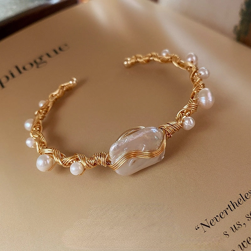 Wholesale Baroque Pearl Metal Bracelet