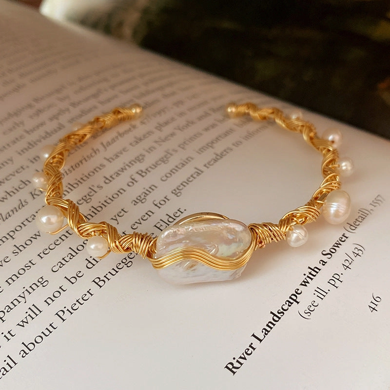 Wholesale Baroque Pearl Metal Bracelet