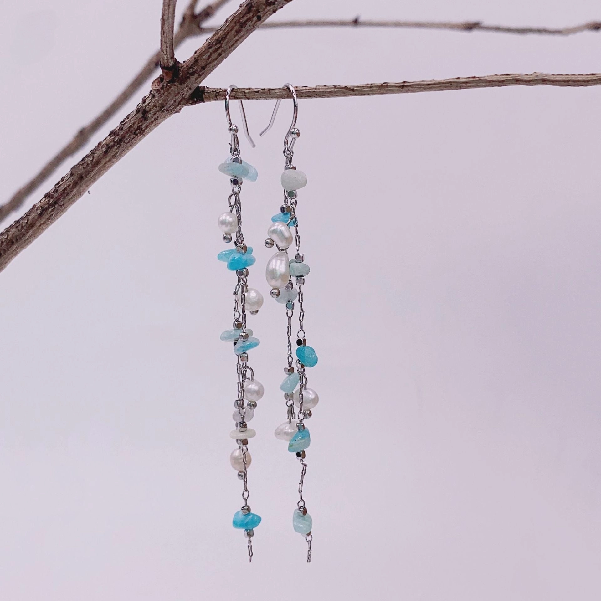 Wholesale Baroque Pearl Natural Color Stone Earrings