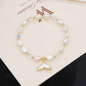 Wholesale Baroque Sea Shell Fish Tail Summer Pearl Bracelet