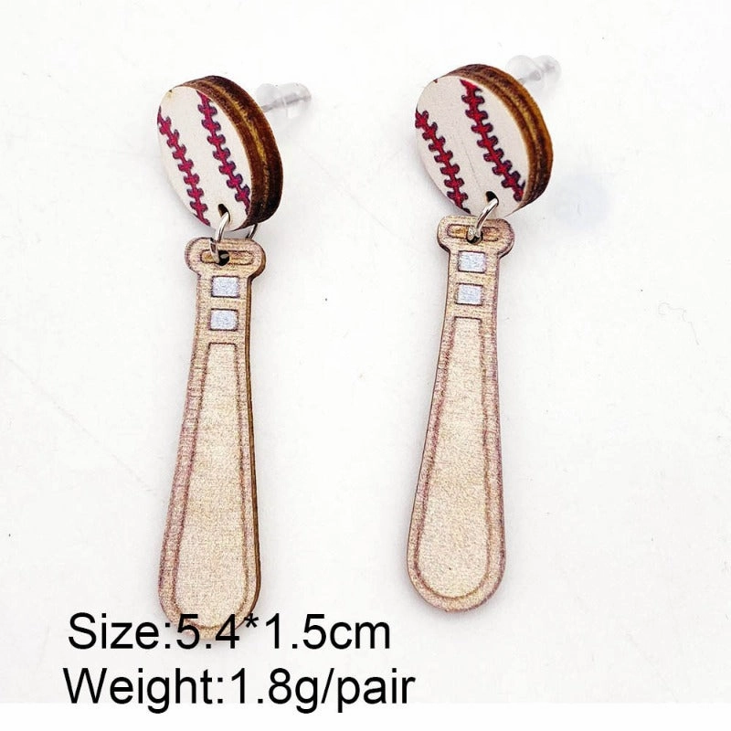 Wholesale Baseball Softball Wooden Earrings
