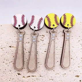 Wholesale Baseball Softball Wooden Earrings