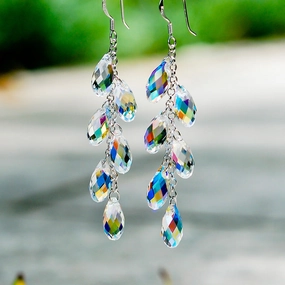 Wholesale Bead Curtain Long Water Drop Tassel Crystal Earrings