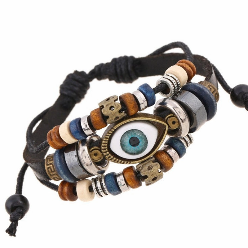 Wholesale Beaded Eyes Adjustable Male and Female Cortex Bracelet