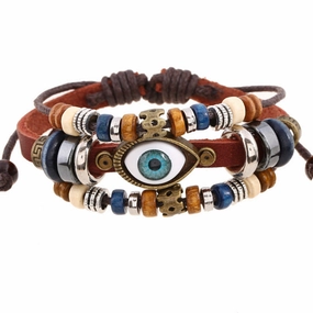 Wholesale Beaded Eyes Adjustable Male and Female Cortex Bracelet