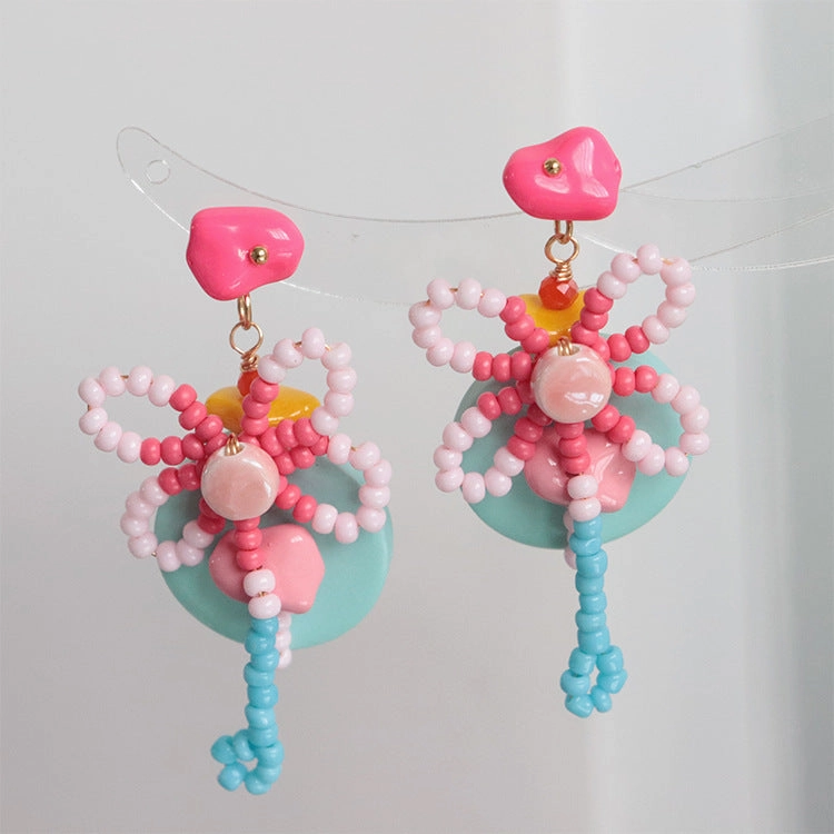 Wholesale Beaded Flower Stud Earrings