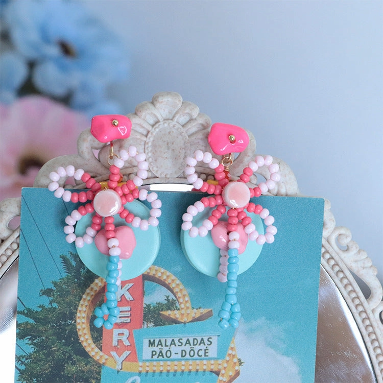 Wholesale Beaded Flower Stud Earrings