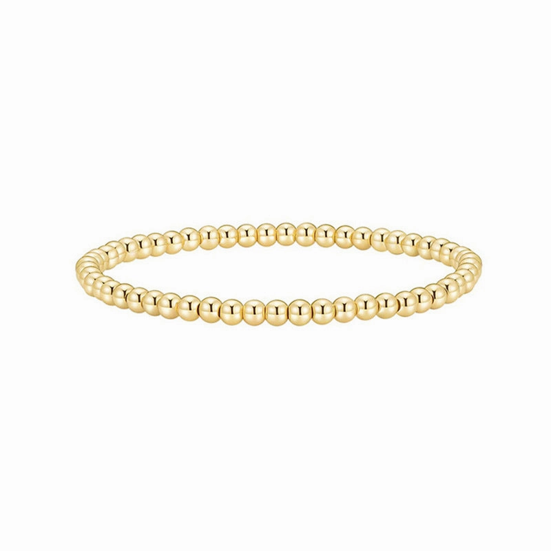 Wholesale beaded gold bracelet men's and women's color-retaining gold-plated elastic multi-layer stacked round bead bracelet bracelet