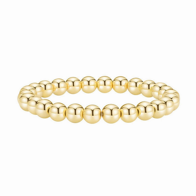 Wholesale beaded gold bracelet men's and women's color-retaining gold-plated elastic multi-layer stacked round bead bracelet bracelet