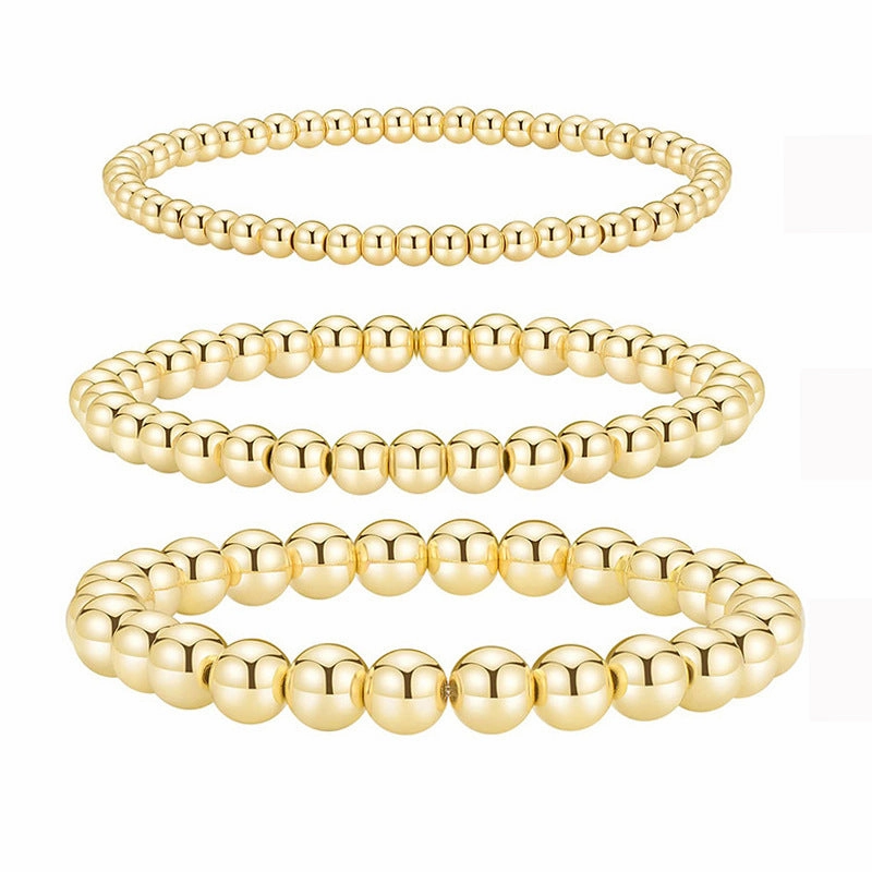 Wholesale beaded gold bracelet men's and women's color-retaining gold-plated elastic multi-layer stacked round bead bracelet bracelet