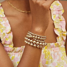 Wholesale beaded gold bracelet men's and women's color-retaining gold-plated elastic multi-layer stacked round bead bracelet bracelet
