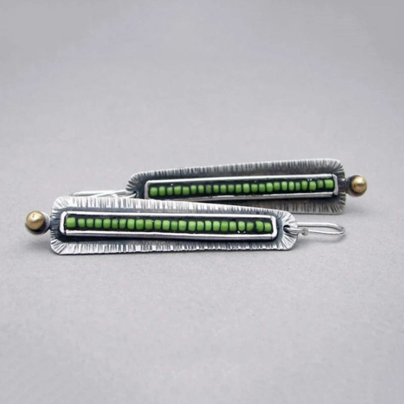 Wholesale Beaded Pendant Vintage Metal Earrings