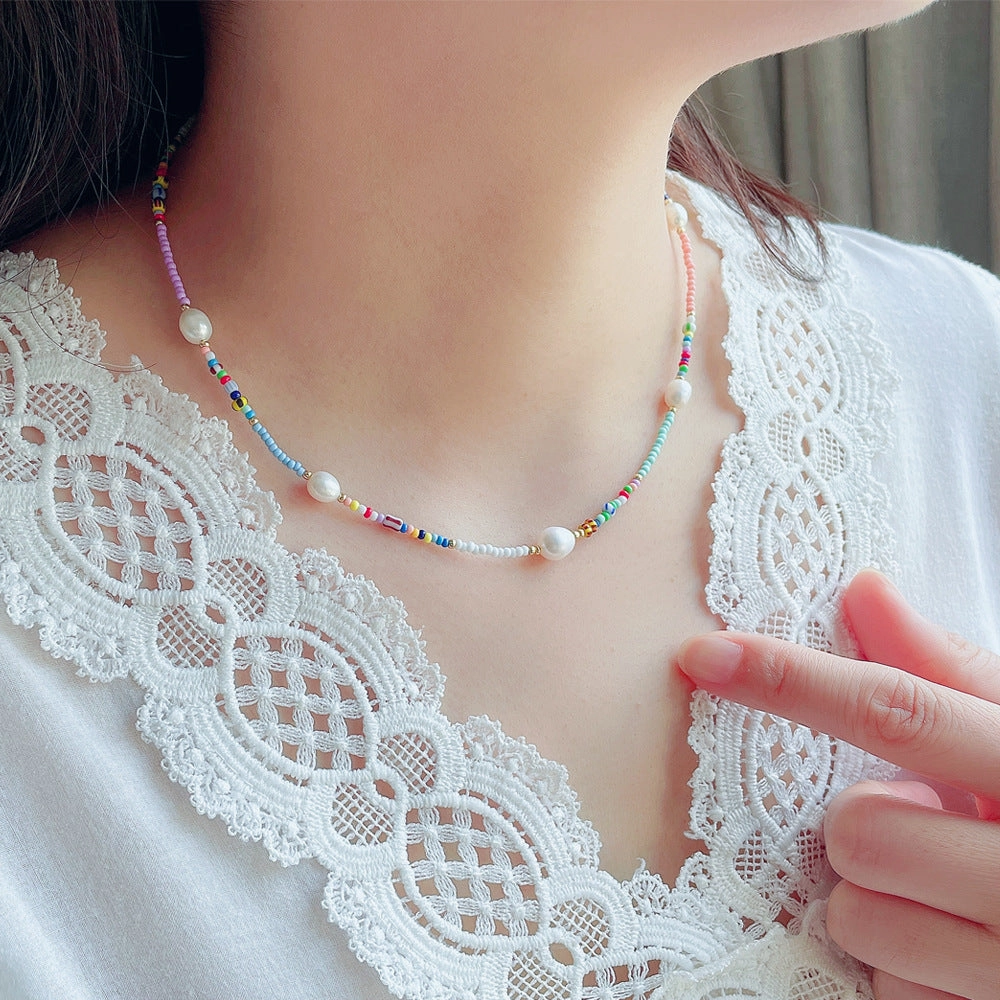 Wholesale Beaded Rice Beads Clavicle Necklace