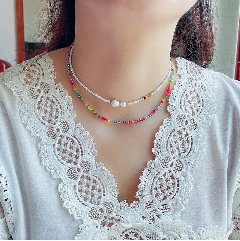 Wholesale Beaded Rice Beads Clavicle Necklace