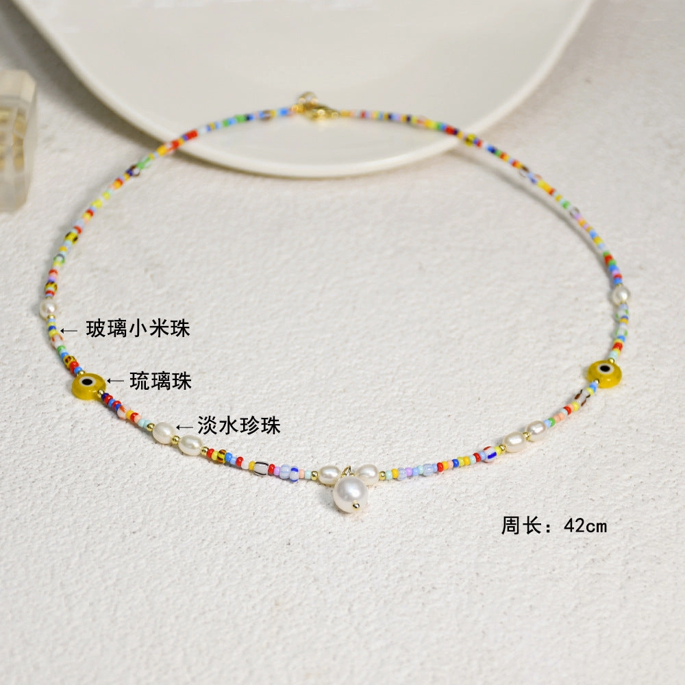 Wholesale Beaded Rice Beads Clavicle Necklace