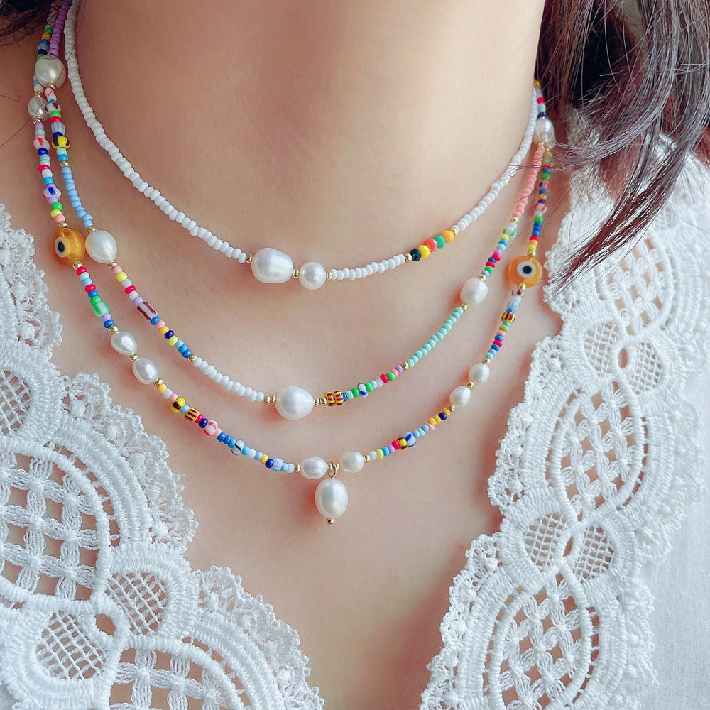 Wholesale Beaded Rice Beads Clavicle Necklace