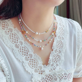 Wholesale Beaded Rice Beads Clavicle Necklace