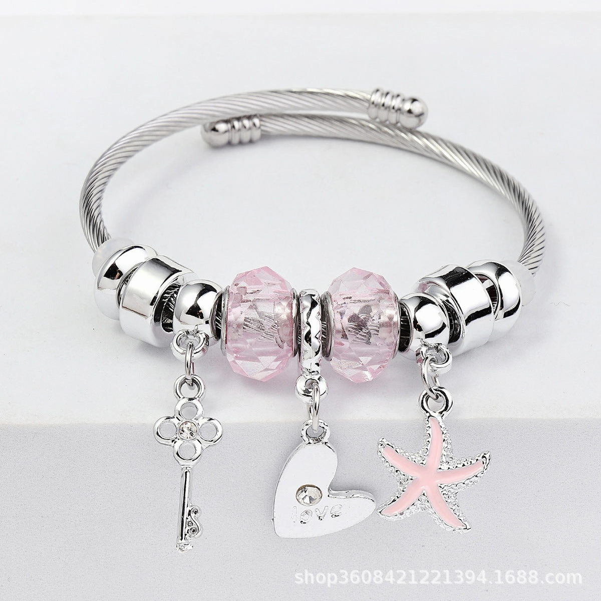 Wholesale Beaded Stainless Steel Butterfly Bracelet