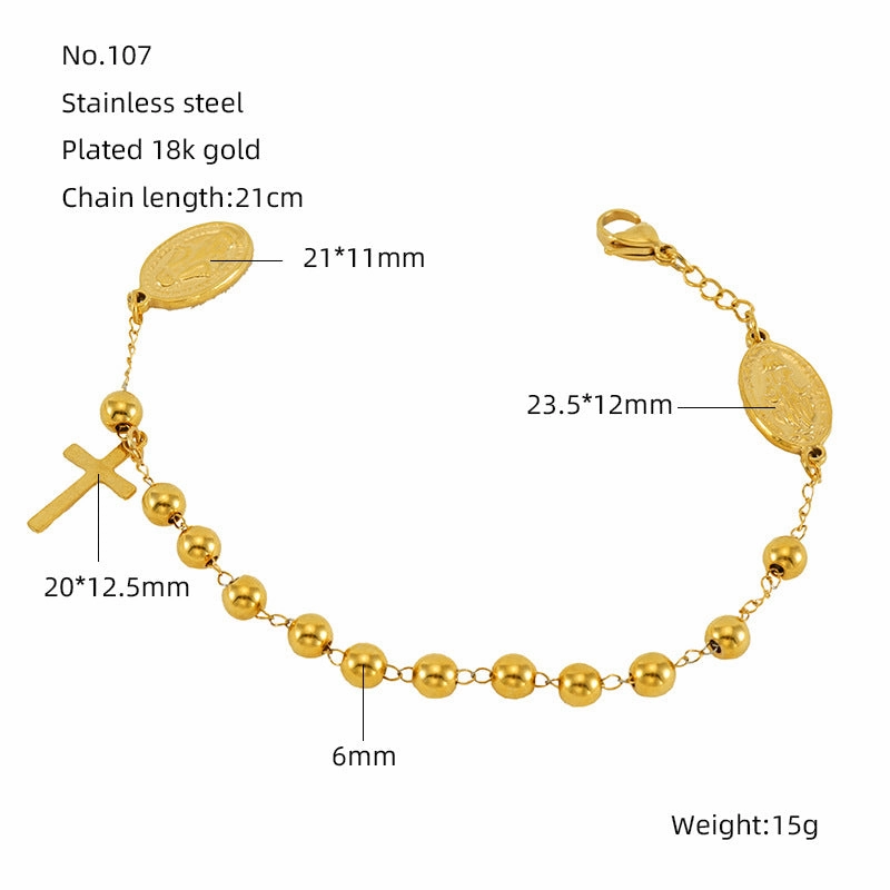 Wholesale Beaded Stainless Steel Cross Bracelet