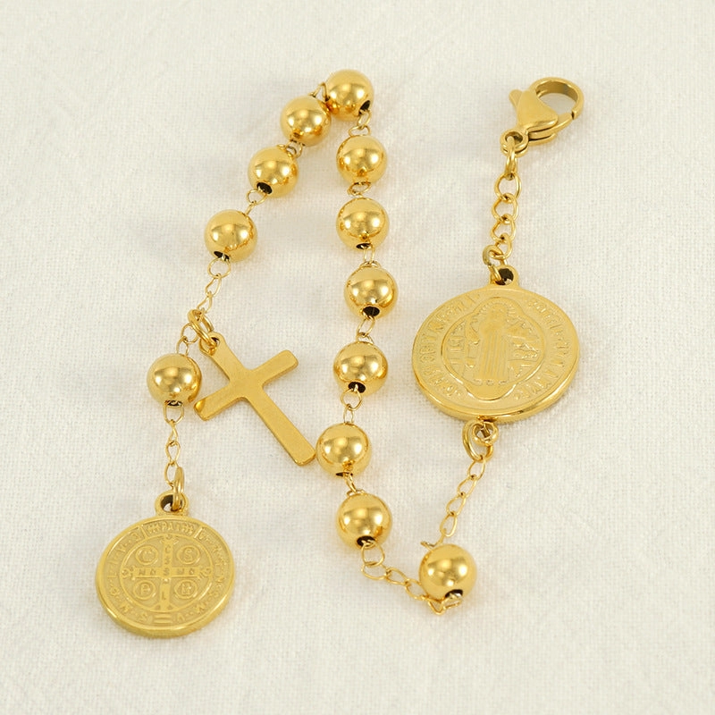 Wholesale Beaded Stainless Steel Cross Bracelet