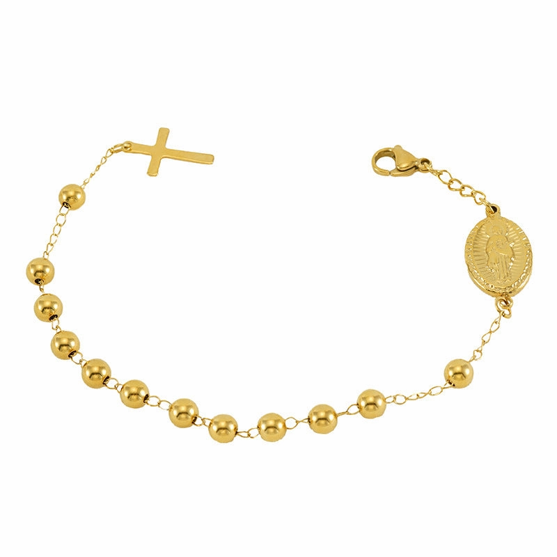 Wholesale Beaded Stainless Steel Cross Bracelet