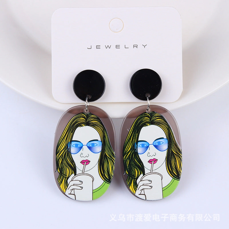 Wholesale Beauty Avatar Simple Acrylic Earrings