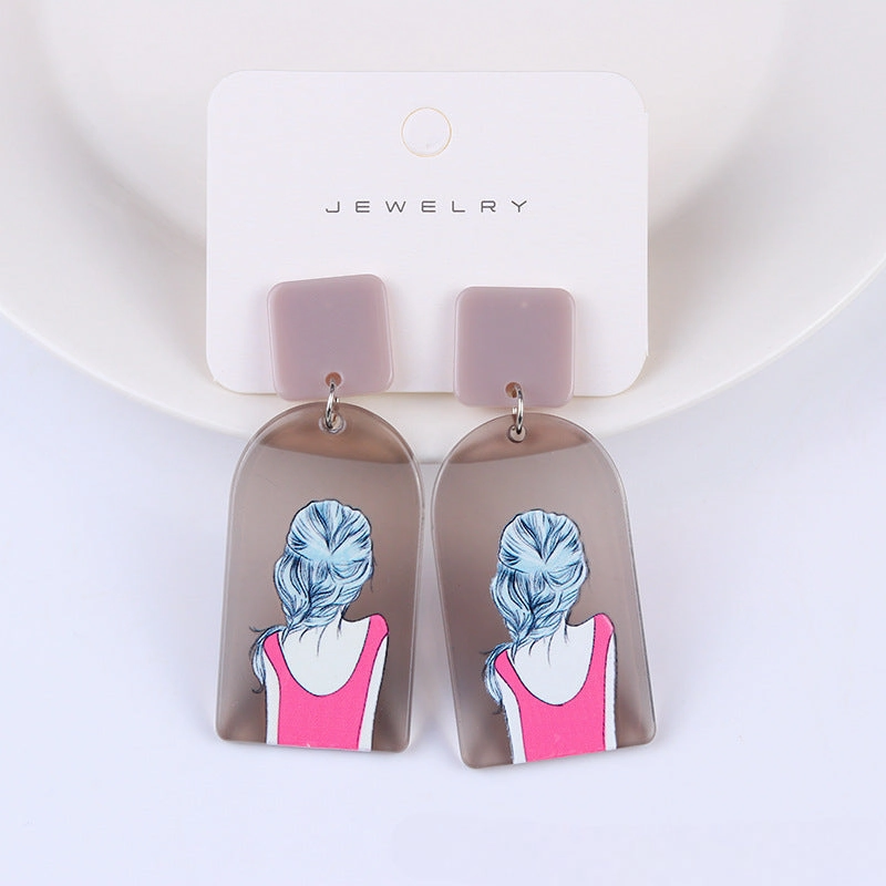 Wholesale Beauty Avatar Simple Acrylic Earrings