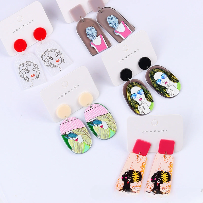 Wholesale Beauty Avatar Simple Acrylic Earrings