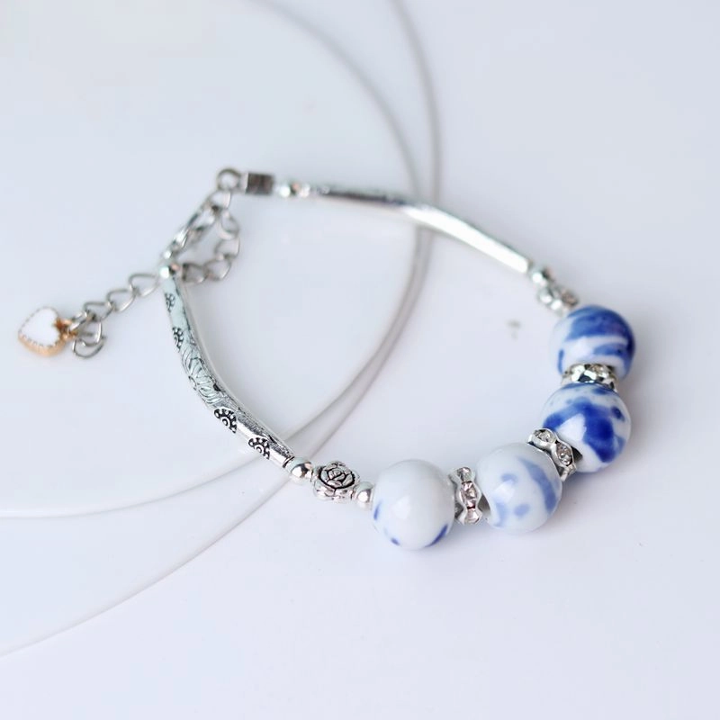 Wholesale Bend Tube Ceramic Beads Handmade Rope Bracelet