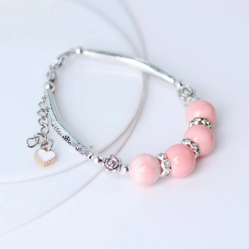 Wholesale Bend Tube Ceramic Beads Handmade Rope Bracelet