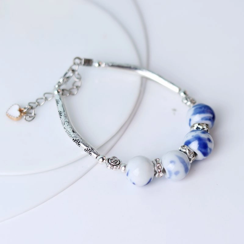 Wholesale Bend Tube Ceramic Beads Handmade Rope Bracelet