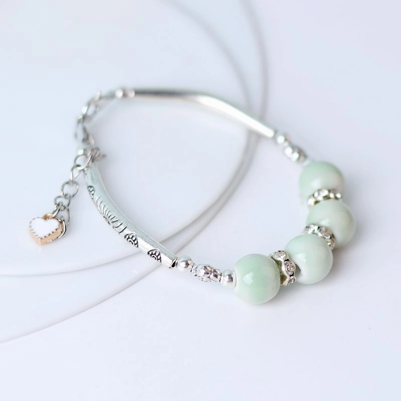 Wholesale Bend Tube Ceramic Beads Handmade Rope Bracelet