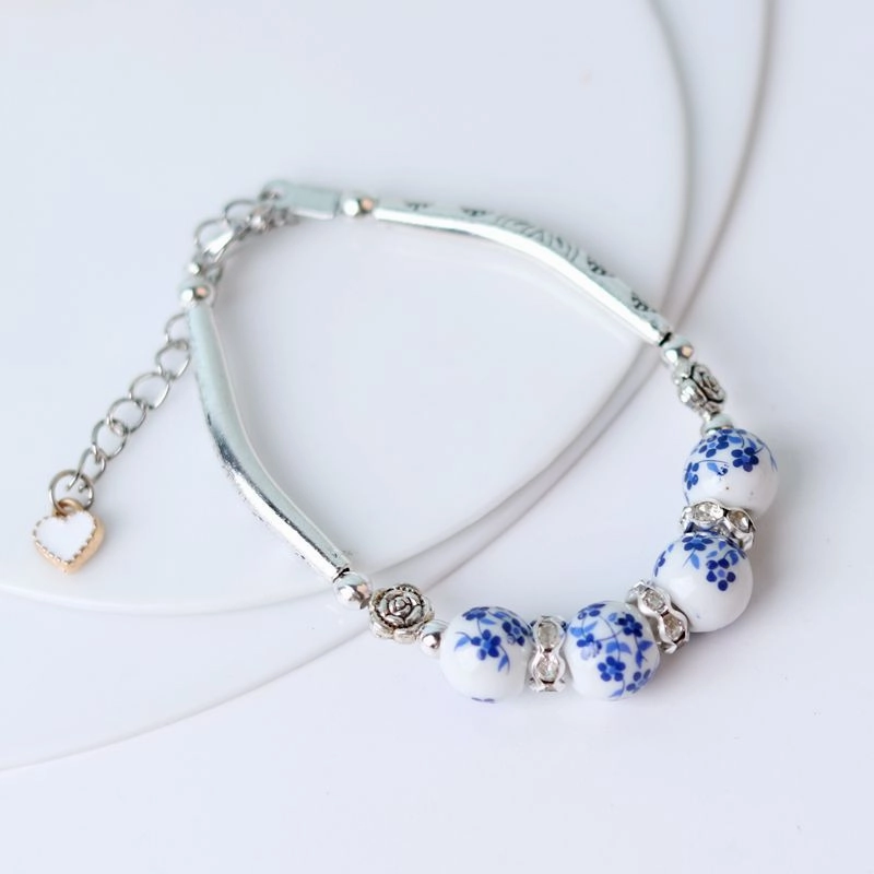 Wholesale Bend Tube Ceramic Beads Handmade Rope Bracelet
