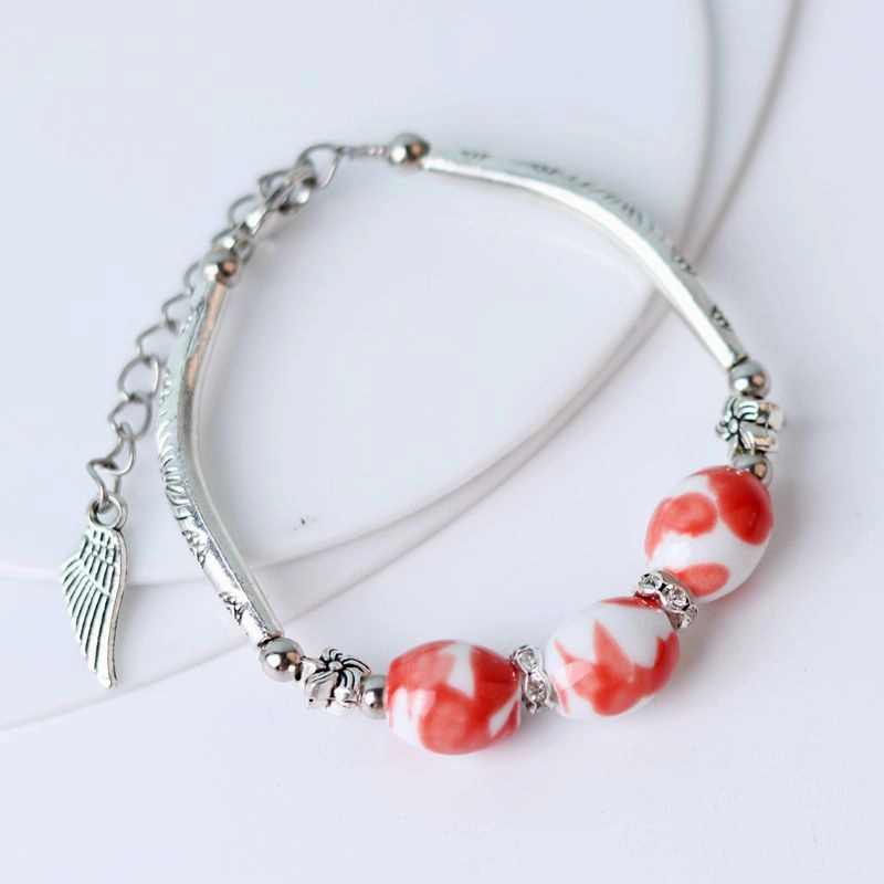 Wholesale Bend Tube Ceramic Beads Handmade Rope Bracelet