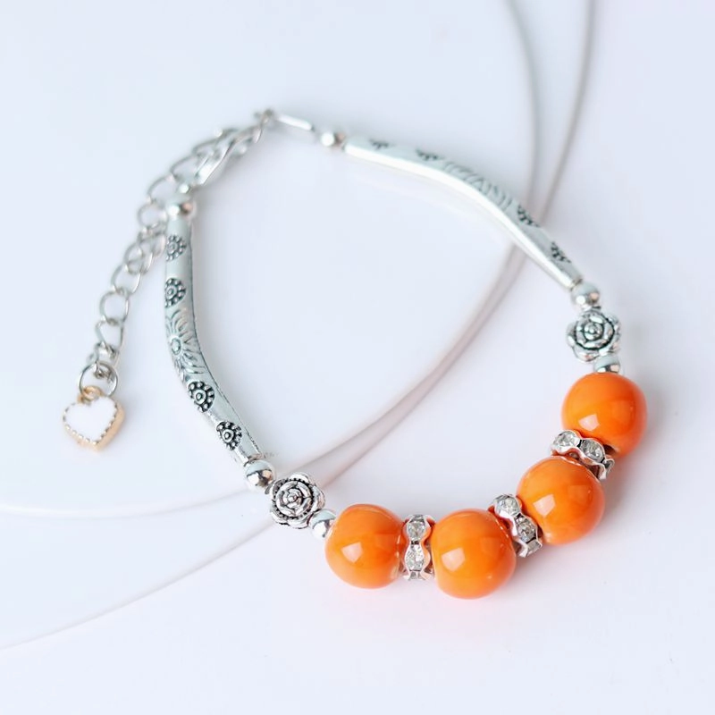 Wholesale Bend Tube Ceramic Beads Handmade Rope Bracelet