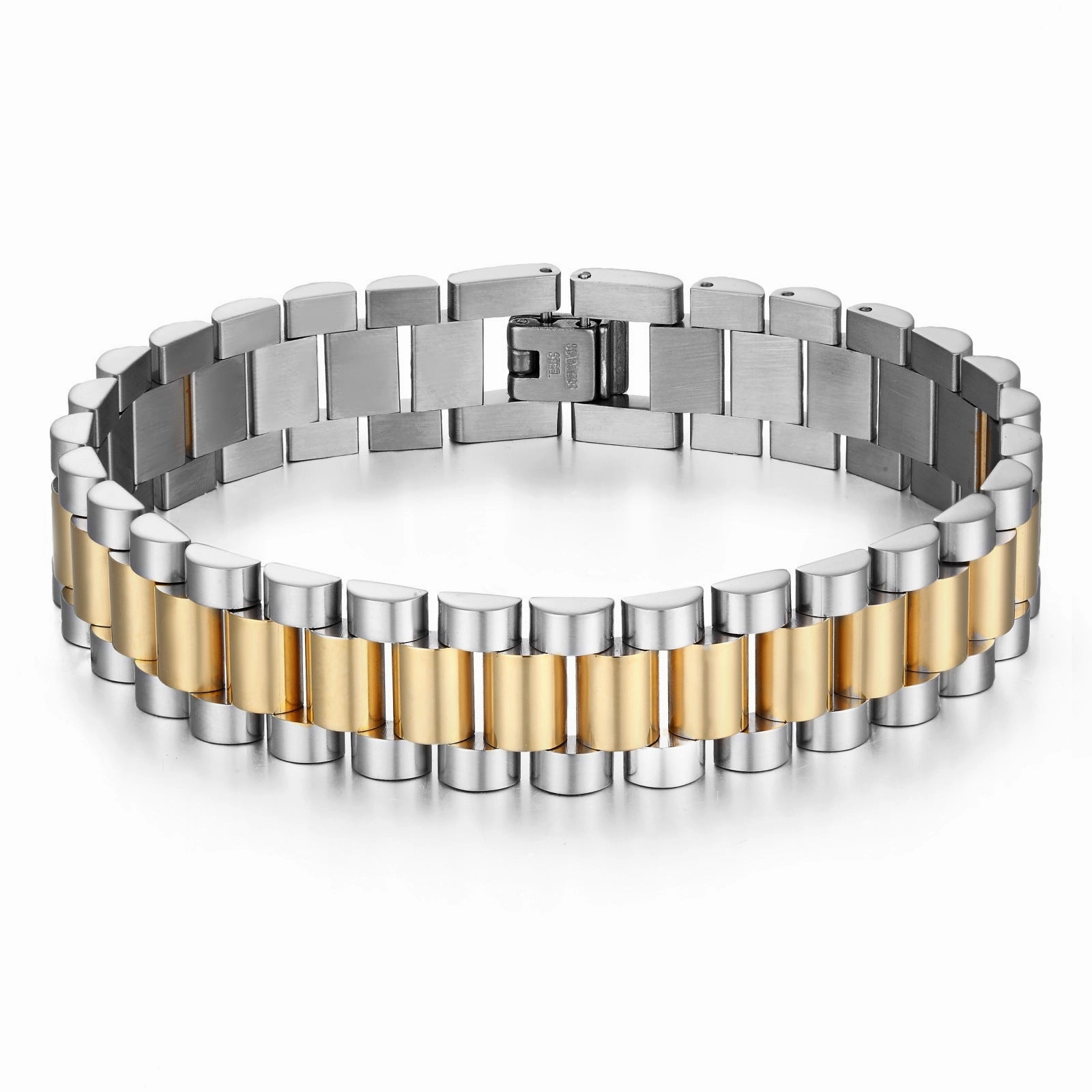Wholesale Bending Bands 15mm Stainless Steel Men's Men's Merbers Bracelet