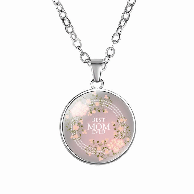 Wholesale Best MOM Time Gemstone Single Sided Alloy Necklace
