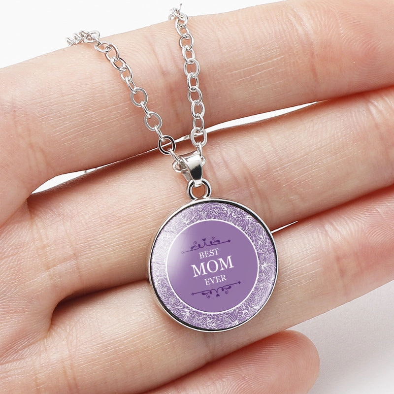 Wholesale Best MOM Time Gemstone Single Sided Alloy Necklace