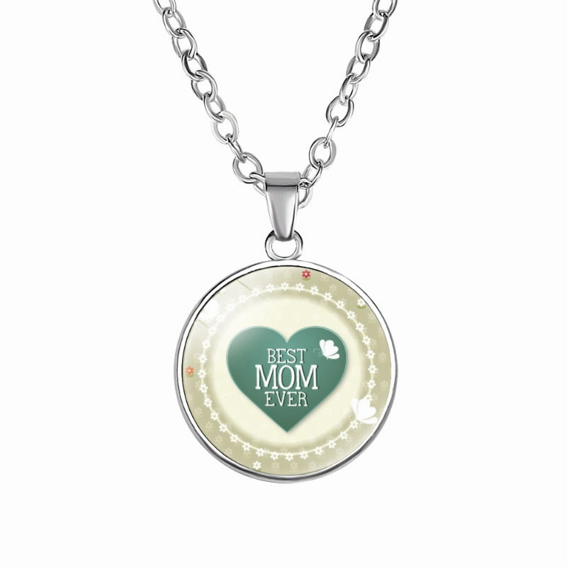 Wholesale Best MOM Time Gemstone Single Sided Alloy Necklace