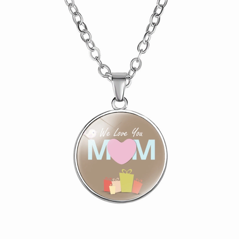Wholesale Best MOM Time Gemstone Single Sided Alloy Necklace